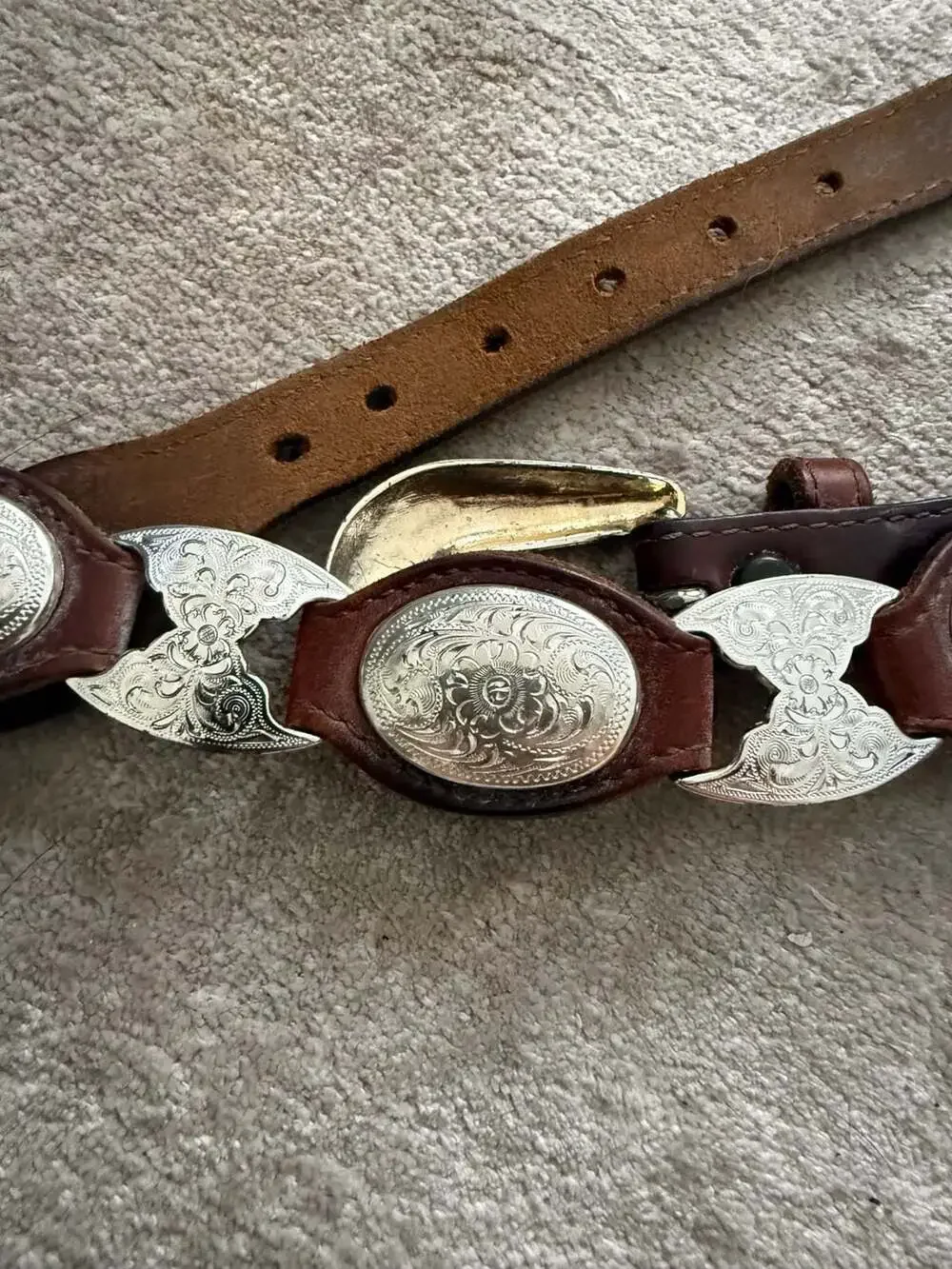 Vintage 1996 Tony Lama Brown Leather Concho Western Belt